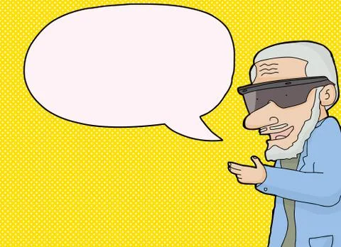 Virtual Reality Man with Word Bubble Stock Illustration