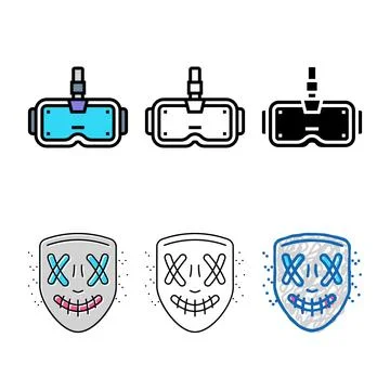 Virtual reality multistyle gear cyberpunk color icon vector Ilustración de archivo