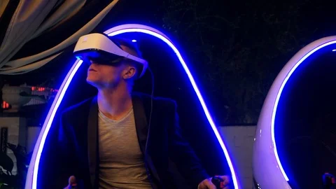 Virtual Reality &amp; Neon Lights Stock Footage 99098932