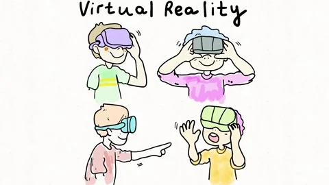 Virtual Reality People Using VR Headsets and Immersive Technology Stock Footage 342018155