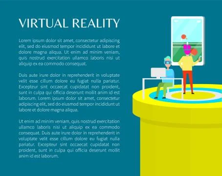Virtual Reality People in VR Glasses Color Banner Stock Illustration