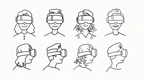 Virtual Reality People VR Headset Animation Stock Footage 341766221