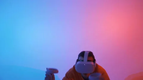 Virtual reality player test new games Video stock 143640224