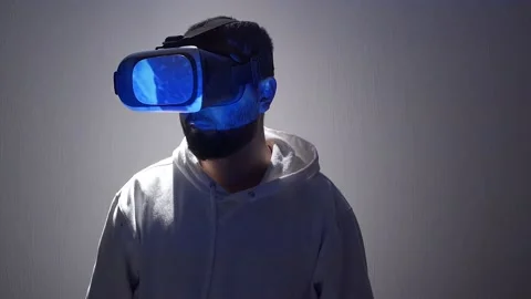 Virtual reality programming concept. vr glasses with colored fluid Stock Footage 166017356