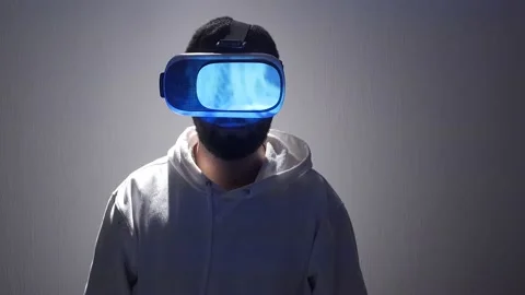 Virtual reality programming concept. vr glasses with colored fluid Stock Footage 166017364