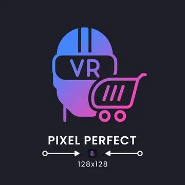 Virtual reality purple solid gradient desktop icon on black 스톡 일러스트