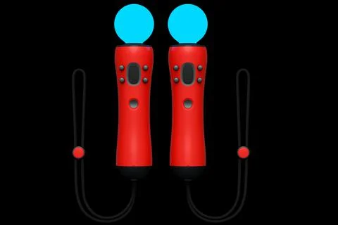 Virtual reality red controllers for online and cloud gaming on black backgrou Stock Illustration
