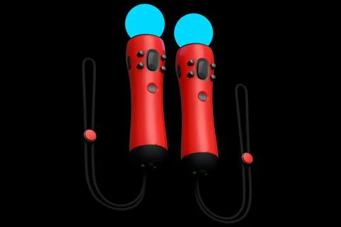 Virtual reality red controllers for online and cloud gaming on black backgrou Stock Illustration