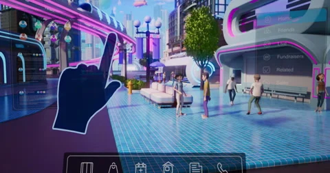 Virtual Reality Screen Replacement Metaverse Template Stock Footage 320874729
