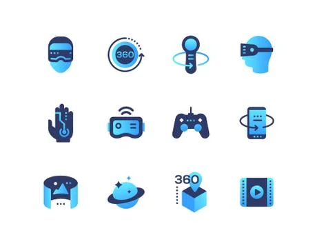 Virtual reality - set of flat design style icons Stock Illustration