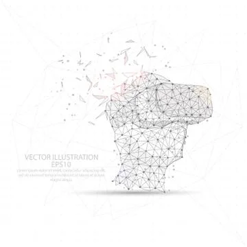Virtual reality shape digitally drawn low poly wire frame. Stock Illustration