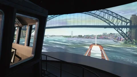 Virtual reality ship navigation training at a Korea Maritime and Ocean Stock Footage 313649229