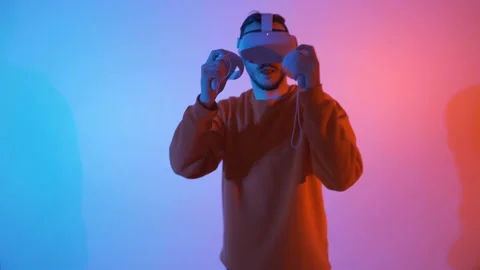 Virtual reality shooting games  스톡 동영상 143640377