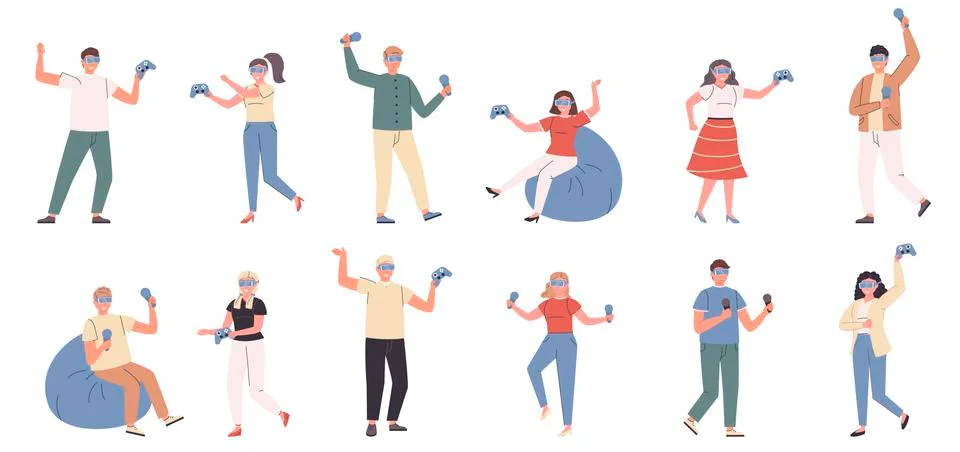 Virtual reality, simulated world flat vector Illustrazione stock