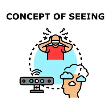 Virtual reality simulation representing human seeing concept Stock Illustration