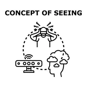 Virtual reality simulation representing human seeing concept Stock Illustration
