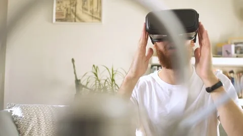 Virtual Reality on Sofa Stock Footage 72393296