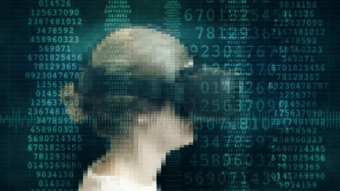 Virtual Reality Source Data Code VR Headset Girl Profile Stock Footage 104546388