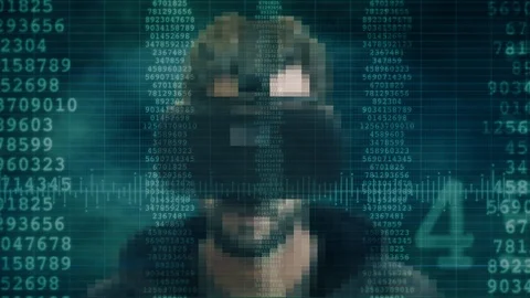 Virtual Reality Source Data Code VR Headset Man In Augmented Reality Stock Footage 104552789