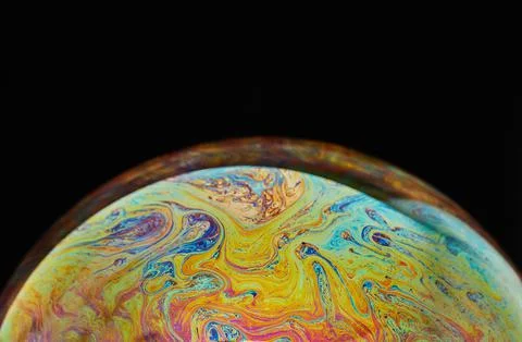 Virtual reality space with abstract multicolor psychedelic planet. Closeup Soap Stock Photos