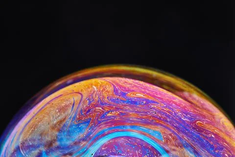 Virtual reality space with abstract multicolor psychedelic planet. Closeup So Stock Photos