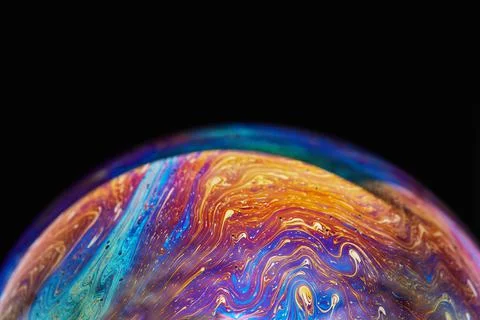 Virtual reality space with abstract multicolor psychedelic planet. Closeup So Foto stock