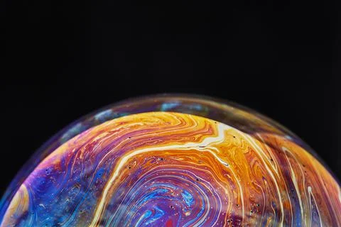 Virtual reality space with abstract multicolor psychedelic planet. Closeup Soap Stock Photos
