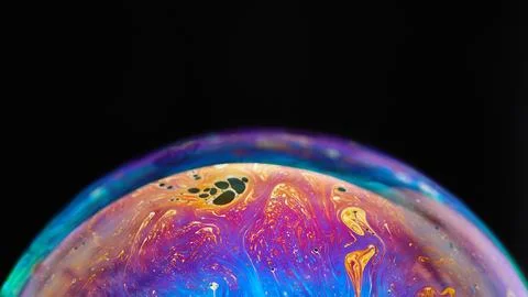 Virtual reality space with abstract multicolor psychedelic planet. Closeup .. Foto stock