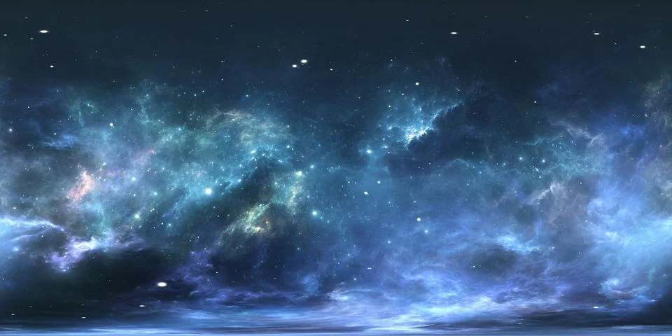 Virtual reality stellar system and nebula. Panorama, environment 360 HDRI map 库存插图
