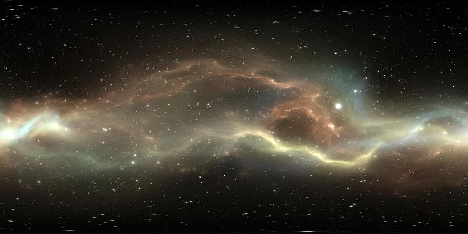 Virtual reality stellar system and nebula. Panorama, environment 360 HDRI map 库存插图