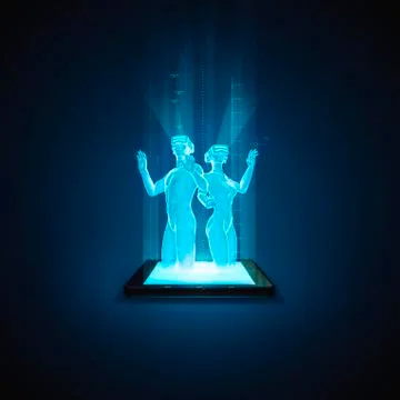 Virtual reality tablet couple Ilustração Stock