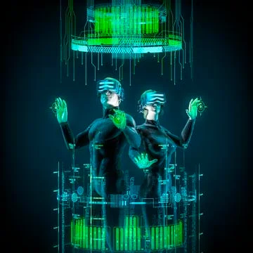 Virtual reality team Ilustração Stock