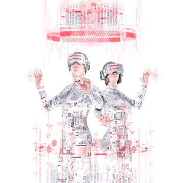 Virtual reality team white Illustrazione stock
