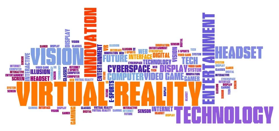 Virtual reality technology concept - VR word cloud. Stock Illustration