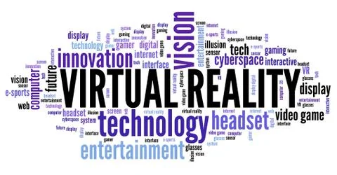 Virtual reality technology concept - VR word cloud. Stock Illustration