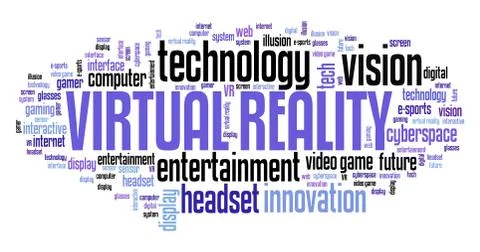 Virtual reality technology concept - VR word cloud. Stock Illustration