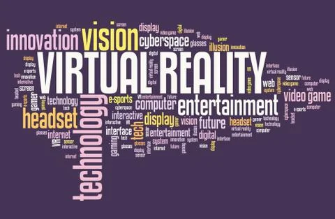 Virtual reality technology concept - VR word cloud sign. 스톡 일러스트