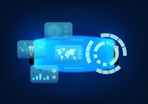 Virtual Reality technology that creates a new environment in the virtual wo.. 스톡 일러스트