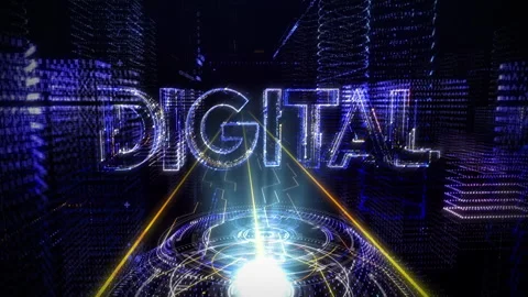 Virtual reality technology demonstration, 3D graphics creating the word Digital Stock Footage 267077214