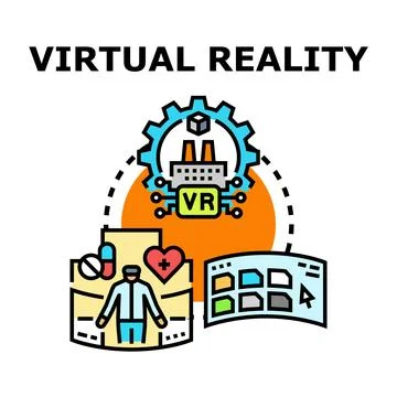Virtual reality technology developing diverse applications Stock Illustration