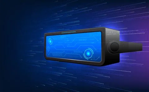 Virtual Reality technology VR glasses that load technology data into the wo.. Stockillustratie