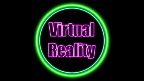 Virtual Reality Text Animation with Neon Glow &amp; Glowing Circles. Stock Footage 282577108