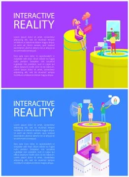 Virtual Reality Text on Posters Vector Illustration Stock Illustration