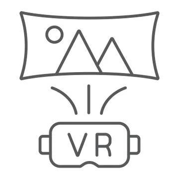 Virtual reality thin line icon, technology and vr, vr glasses sign, vector Illustrazione stock