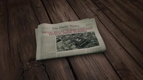 Virtual Reality Tourism Overtakes Physical Travel Bookings NEWSPAPER Headlin Stock Footage 342799215
