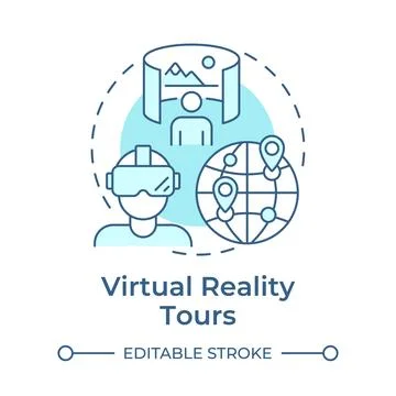 Virtual reality tours soft blue concept icon 스톡 일러스트