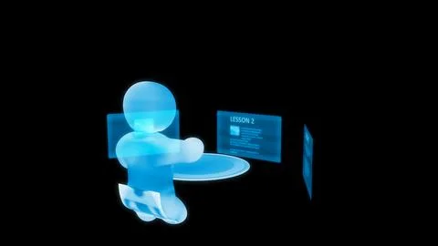 Virtual reality user do online learning or internet education Illustrazione stock