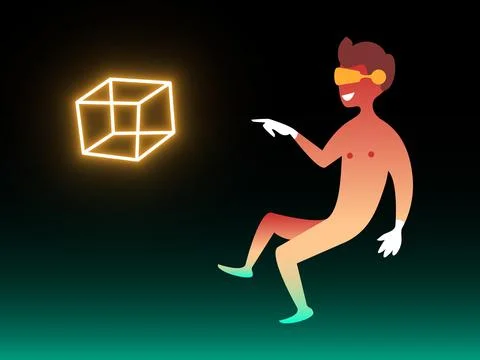 Virtual reality. Vector composition in gradient style Stock Illustration