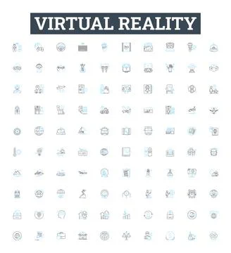 Virtual reality vector line icons set. Virtual, Reality, VR, Lucid, Dreaming Stock Illustration