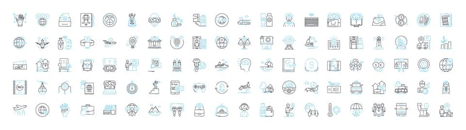 Virtual reality vector line icons set. Virtual, Reality, VR, Lucid, Dreaming Stock Illustration